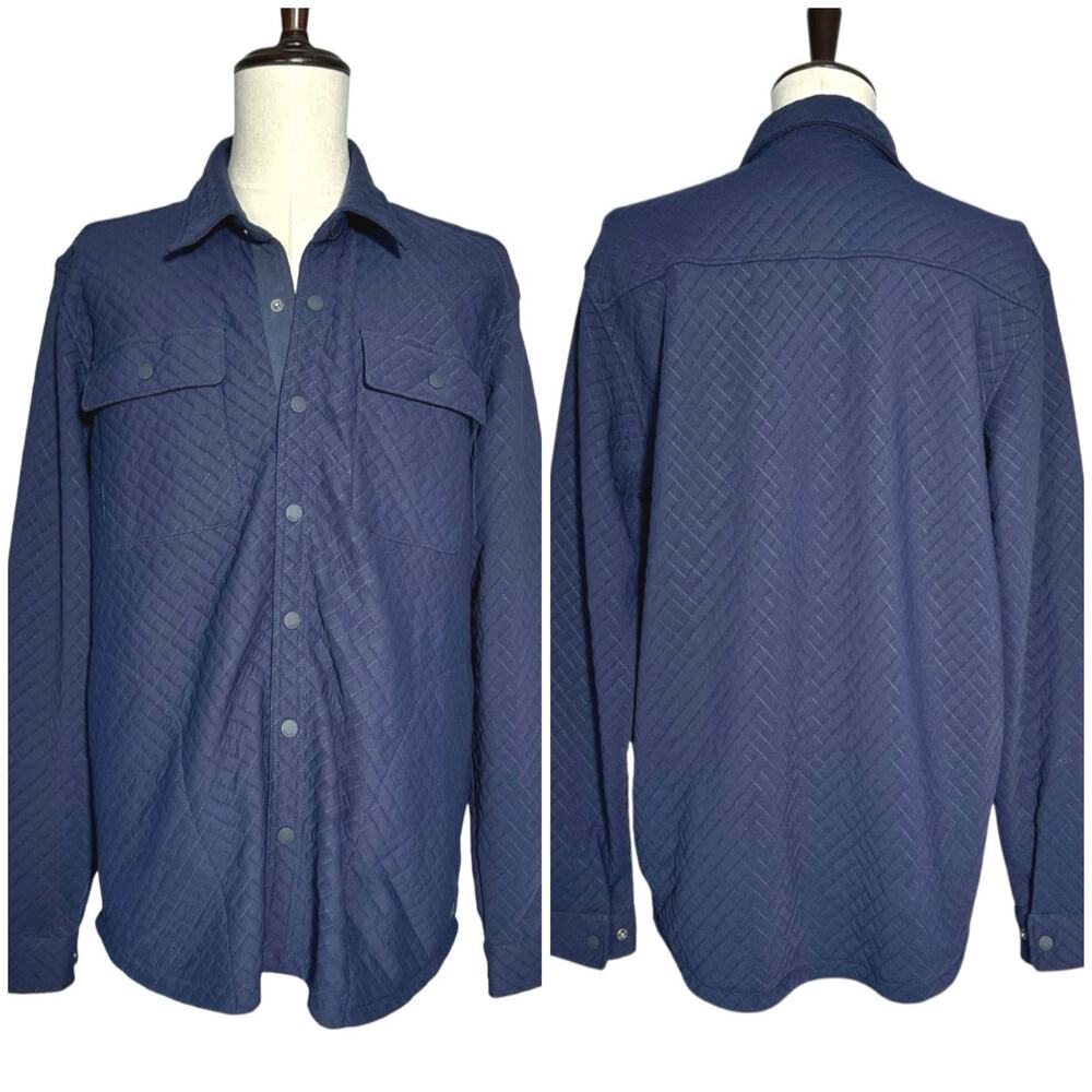 Orvis | Men | Dark Navy Diamond Quilted Outdoor Snap Button Shirt Jacket | XL